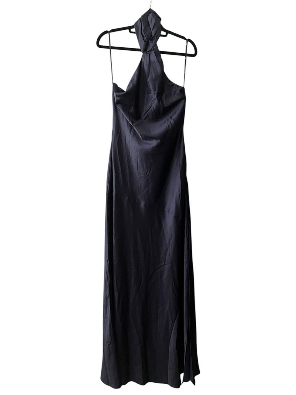 Elegant Blue Halter Maxi Dress - Classic Evening Style